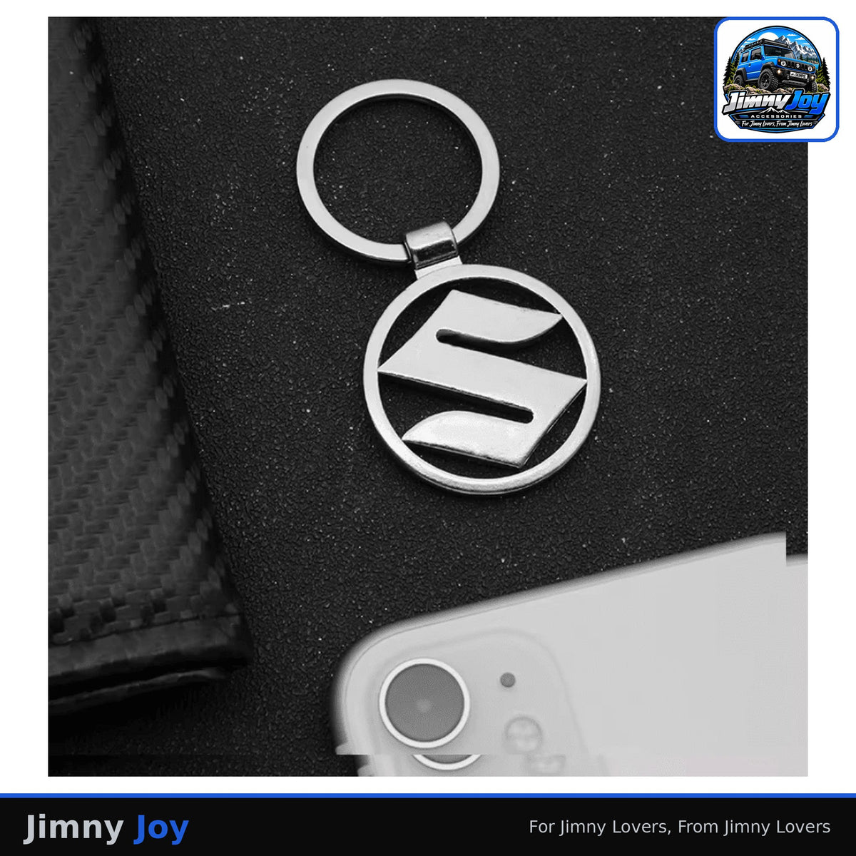 Jimny Joy 3D Metal Suzuki Emblem Keyring – Silver 🔑