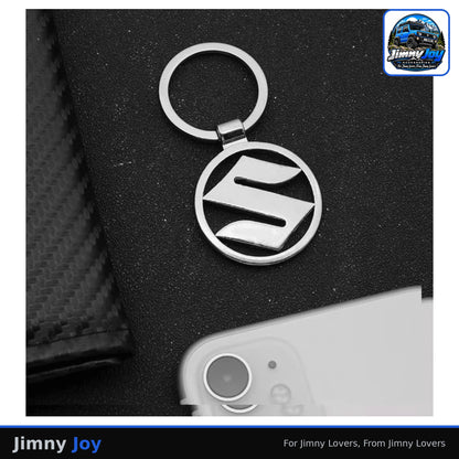 Jimny Joy 3D Metal Suzuki Emblem Keyring – Silver 🔑