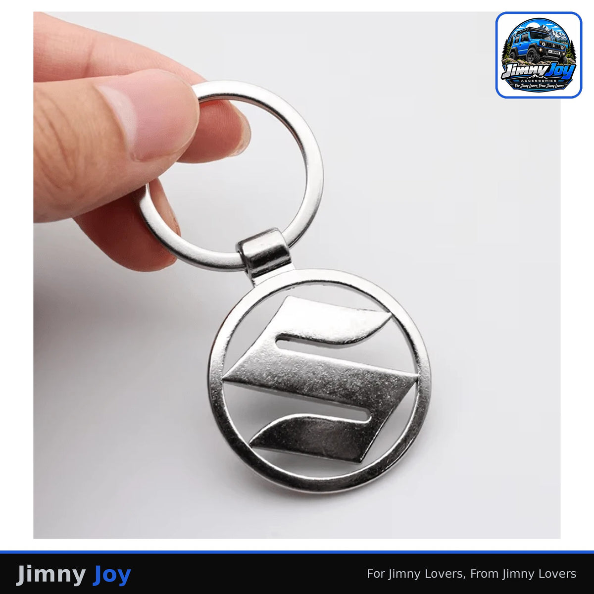 Jimny Joy 3D Metal Suzuki Emblem Keyring – Silver 🔑