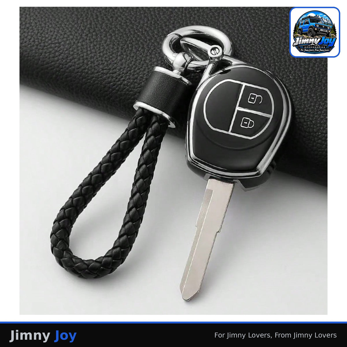 Jimny Joy Black TPU Key Cover with Braided Rope – Suzuki 2-Button 🔑