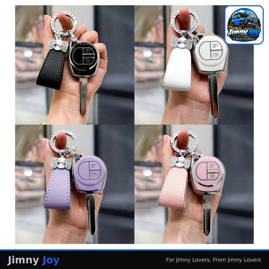 Jimny Joy TPU Key Case with Bow Keychain – Suzuki 2-Button 🎀