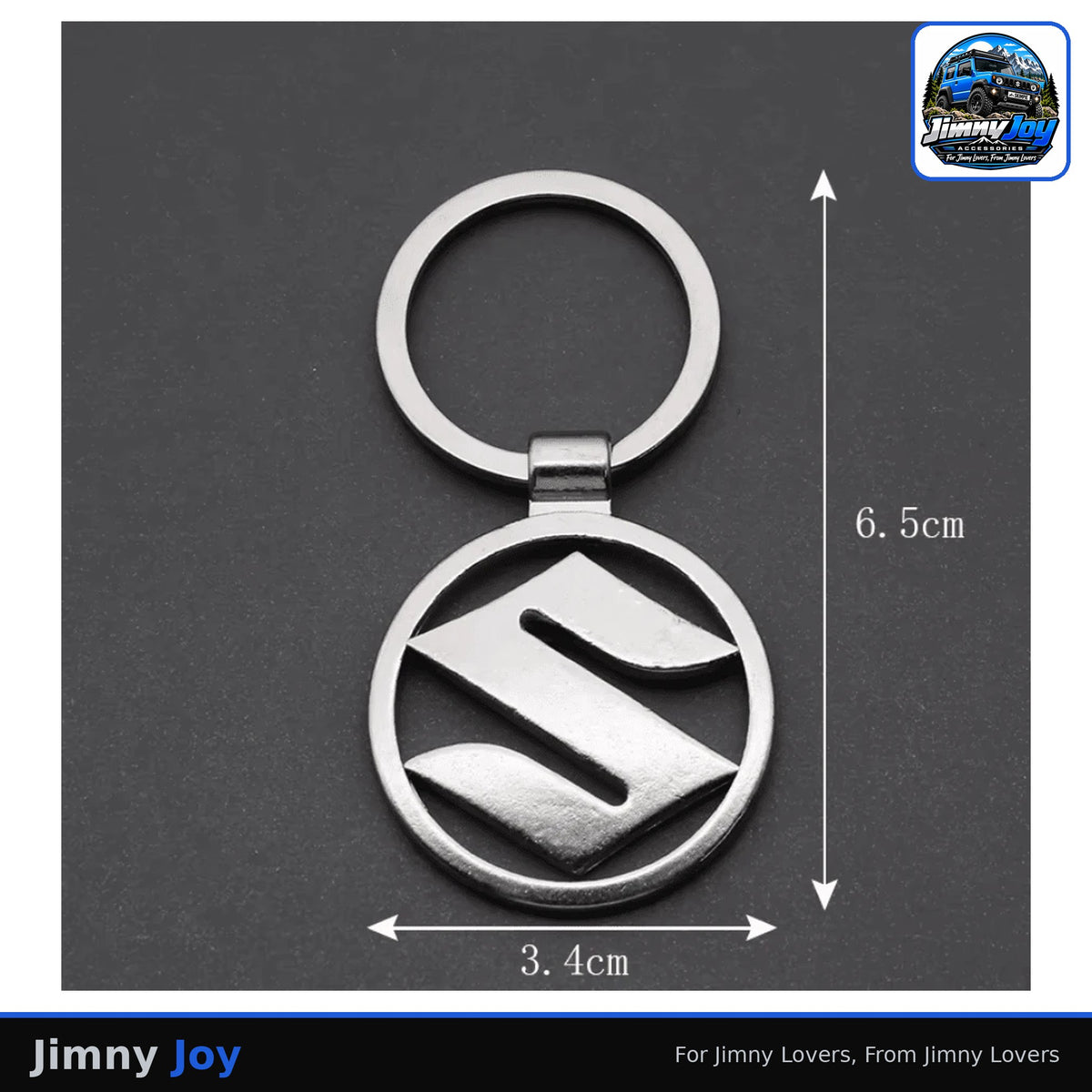 Jimny Joy 3D Metal Suzuki Emblem Keyring – Silver 🔑
